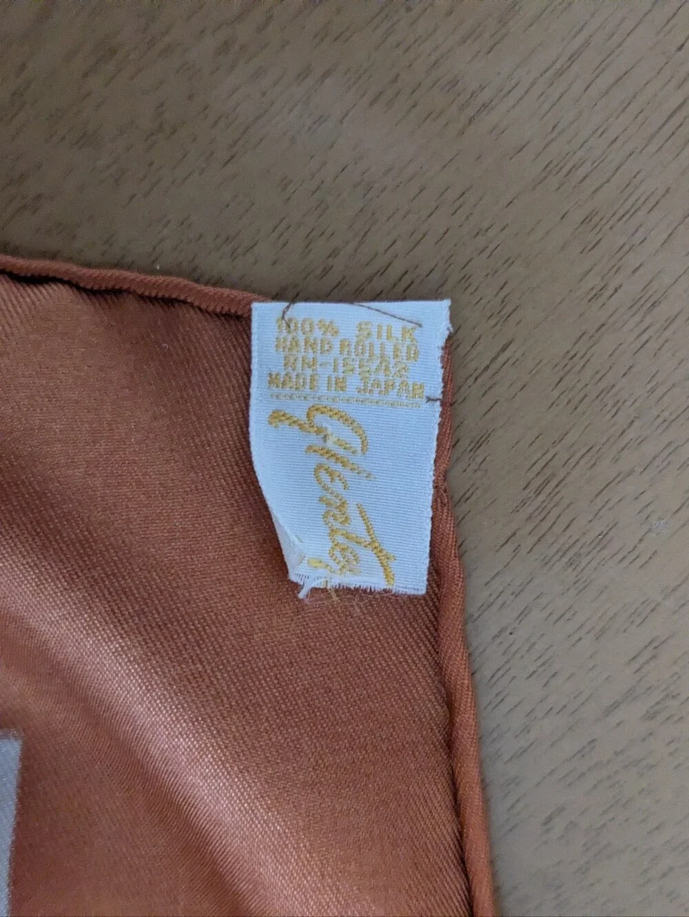 Vintage 1960s/1970s Schiaparelli Glentex Silk Scarf Geometric Rust Brown Japan